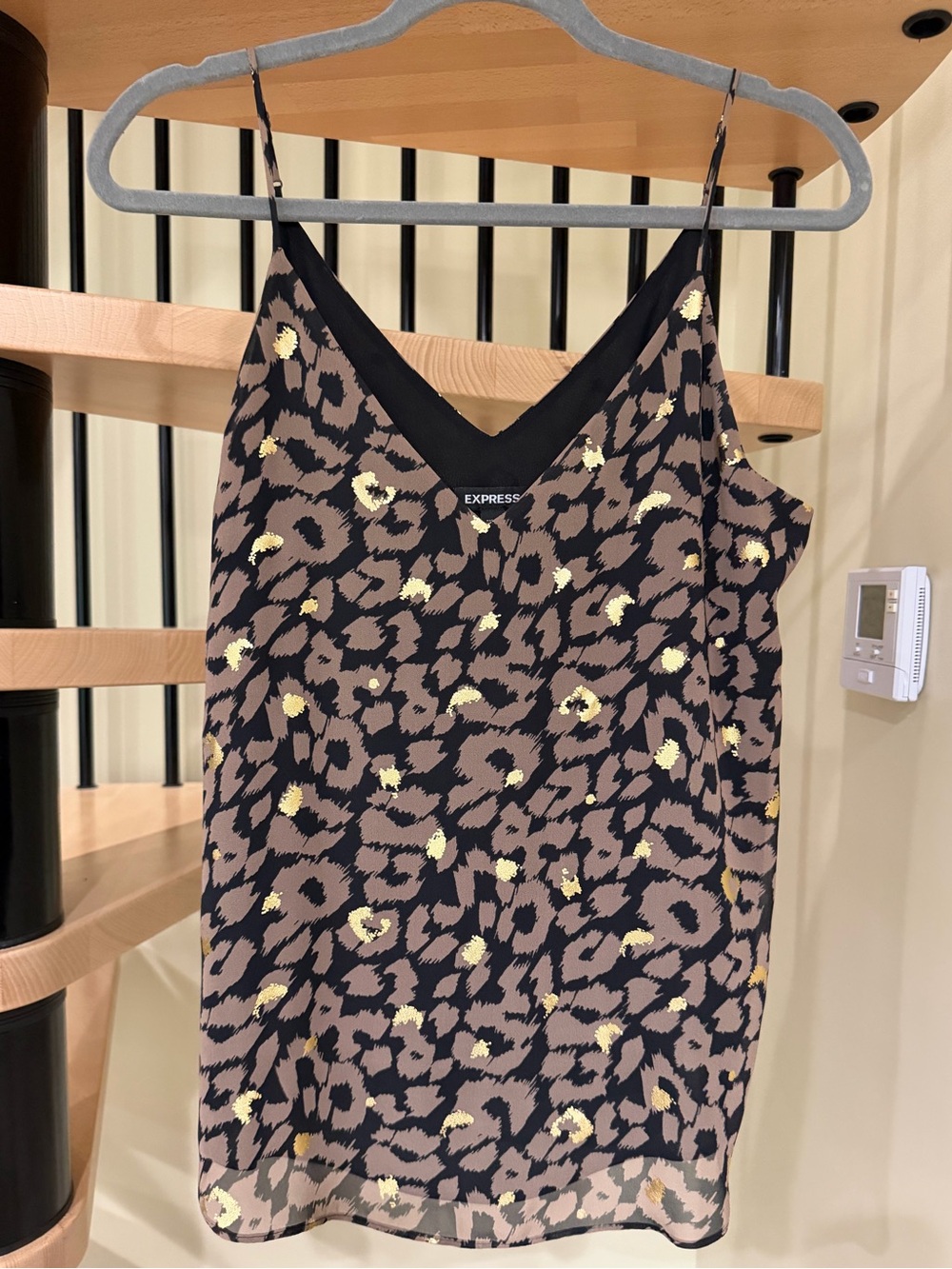 Express V-Neck Cami Tank Top - Black & Metallic Gold